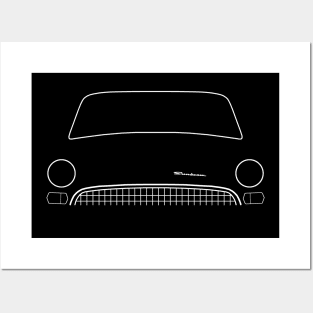 Sunbeam Tiger Mk II classic 1960s British car minimalist white outline graphic Posters and Art